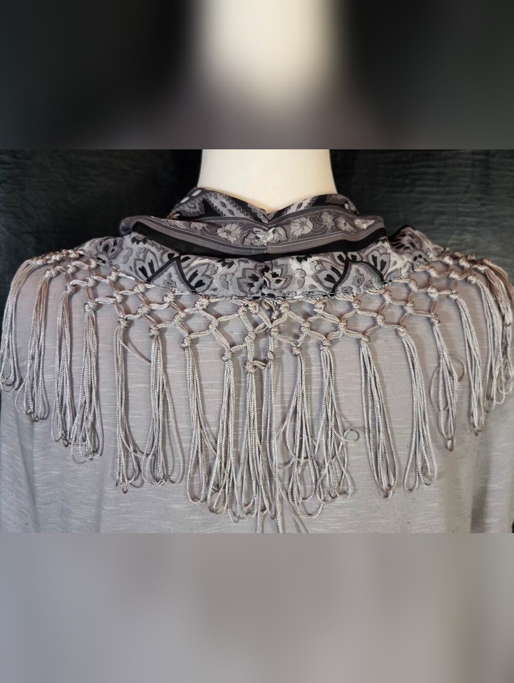 One World Live & Let Live Gray Space Dye Scarf Top Set M - Picture 14 of 16